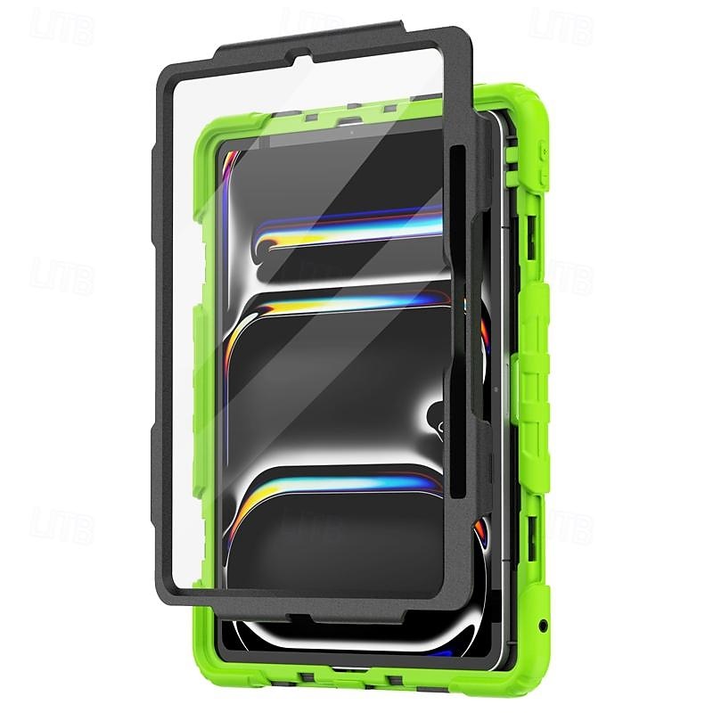 Tablet Case Cover For Apple iPad Air 11"(2024) iPad Air 13"(2024) iPad Pro 11"(2024) iPad Pro 13"(2024) Portable Handle Pencil Holder Armor PC Silicone 2025 - $45.99 –P11
