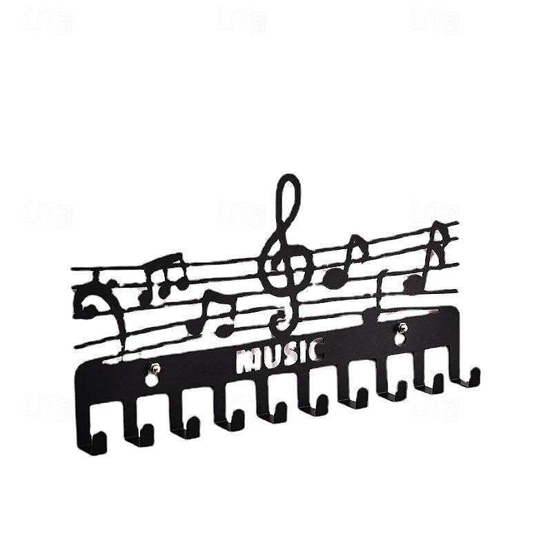 Iron Music Note Multifunctional Storage Rack, Key Hooks, Coat Rack, Black Creative Storage Hook, Suitable For Indoor Home Wall Decoration 2025 - $25.99 –P2