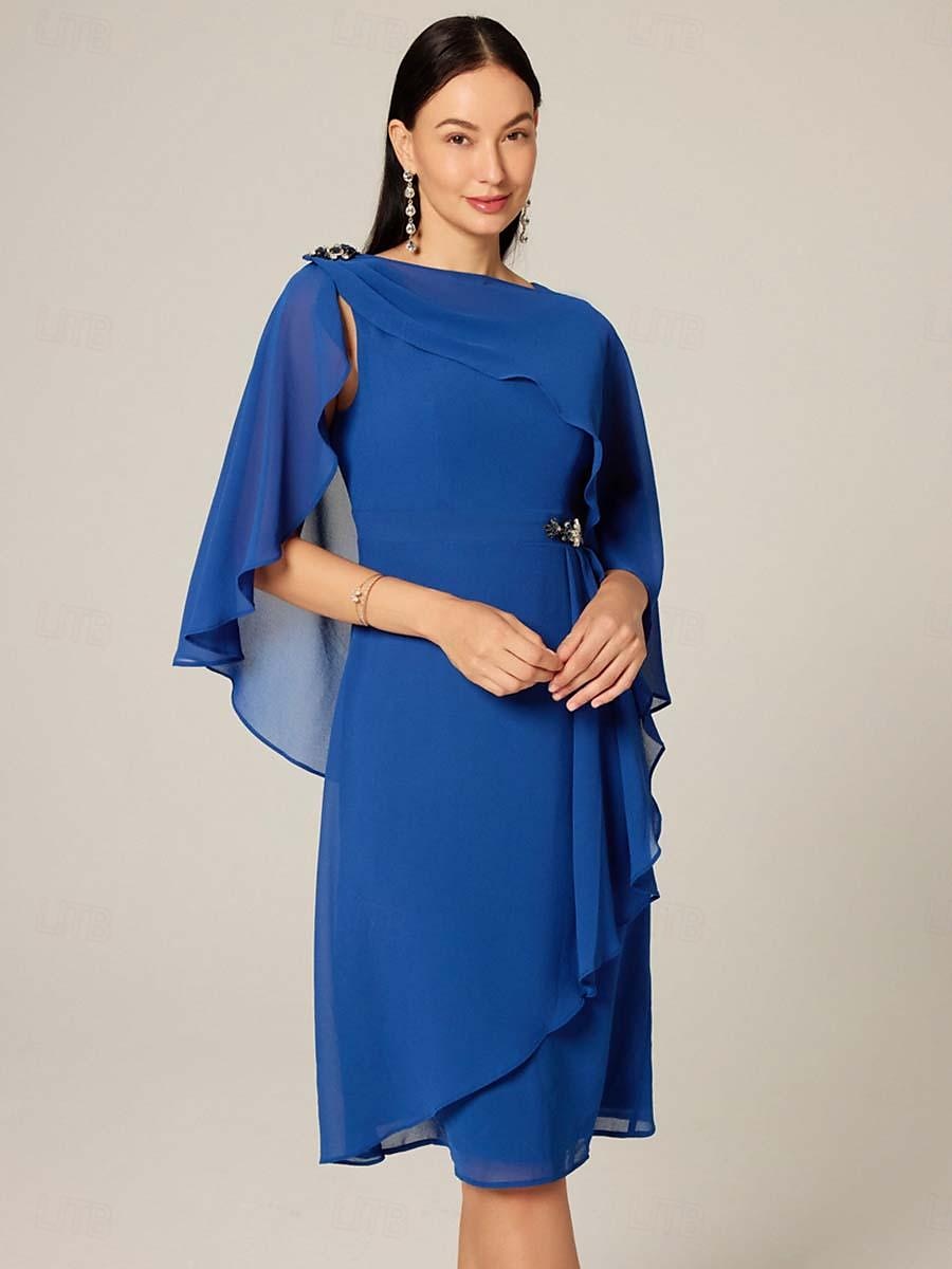 Dámské Větší velikosti Midi šaty Sada šatů Áčkové šaty Elegantní Svatební host Koktejlový večírek Běžný Bez vzoru Bez rukávů Úzký výstřih Námořnická modř Léto 2025 - $60.99 –P1