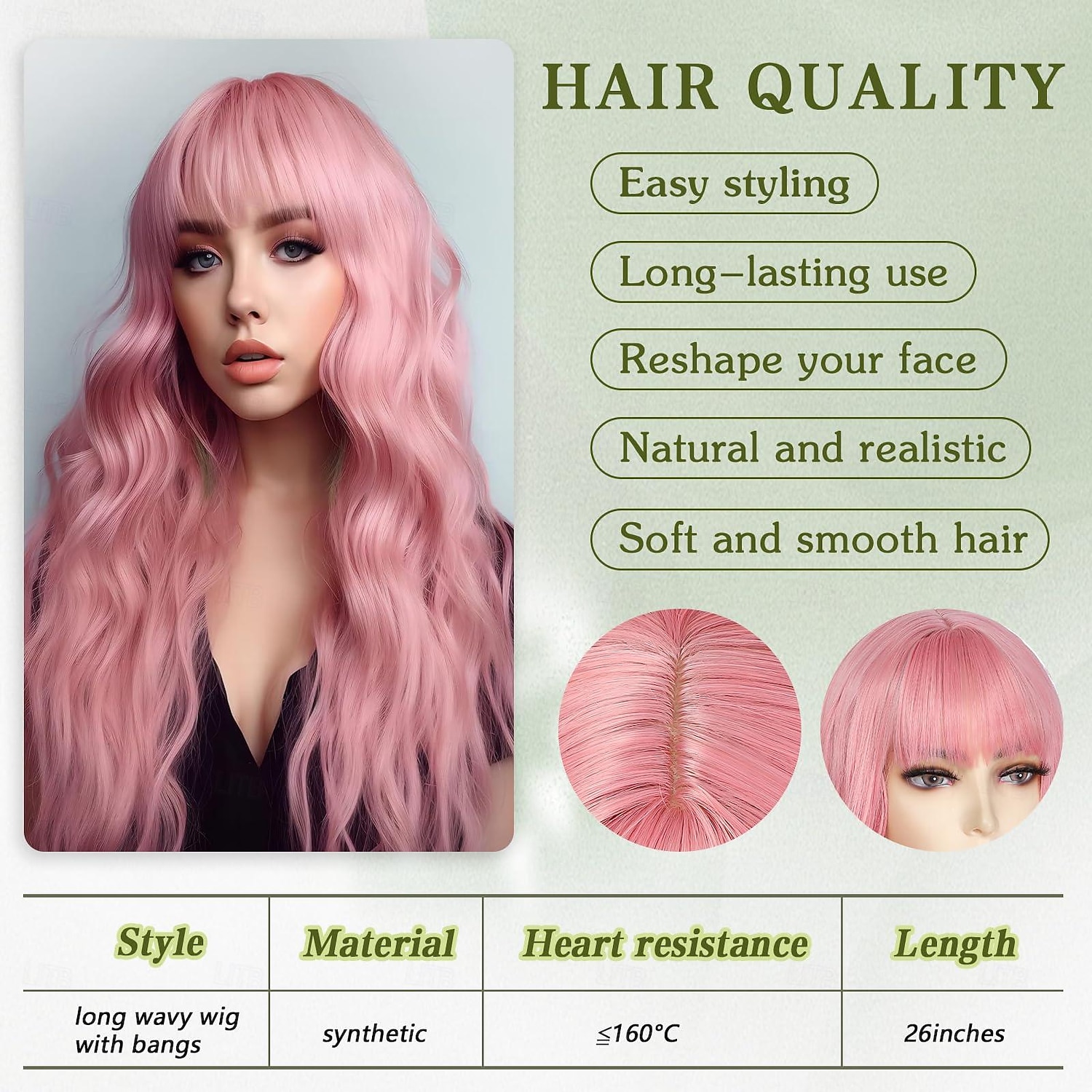 Wig With Bangs Long Wavy Wigs for Women Curly Wavy Wig With Bangs Natural Looking Synthetic Heat Resistant Fiber Wig Halloween Cosplay Party Wigs 2026 - $18.99 –P6