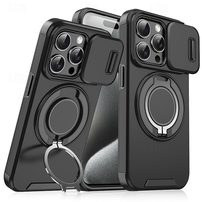 телефон Кейс для Назначение iPhone 16 Про Макс Плюс iPhone 15 14 Pro Max Plus iPhone 13 12 11 Pro Max Кейс на заднюю панель Кольца-держатели Защита от удара ПК 2025 - $15.99 –P1