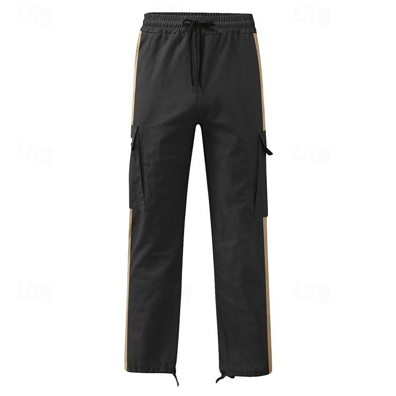 Men's Cargo Pants Cargo Trousers Drawstring Elastic Waist Multi Pocket Stripe Wearable Outdoor Daily Camping & Hiking Fashion Classic Black White 2025 - $26.99 –P15