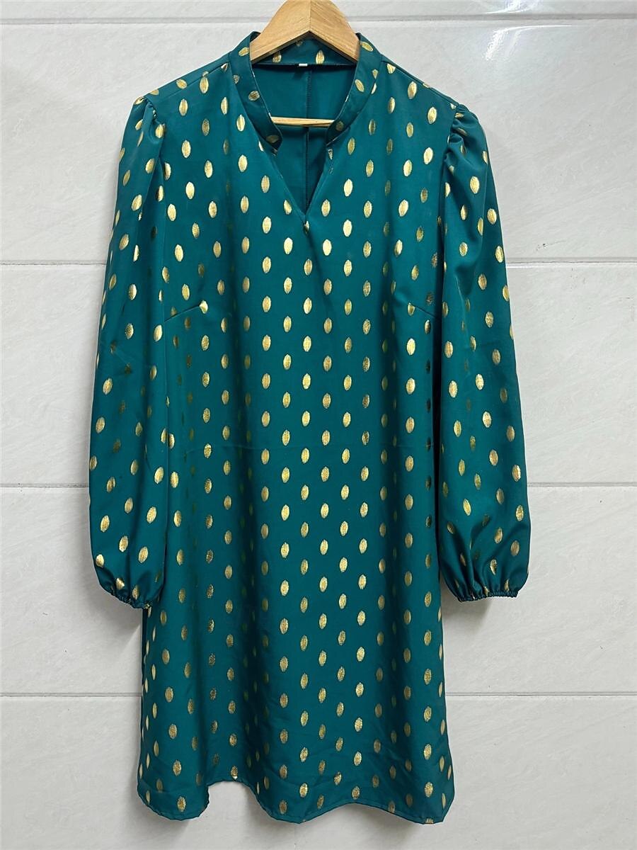 dames polkadot print getande hals mini jurk stijlvol feest dagelijks lange mouw herfst 2025 - $41.99 –P5