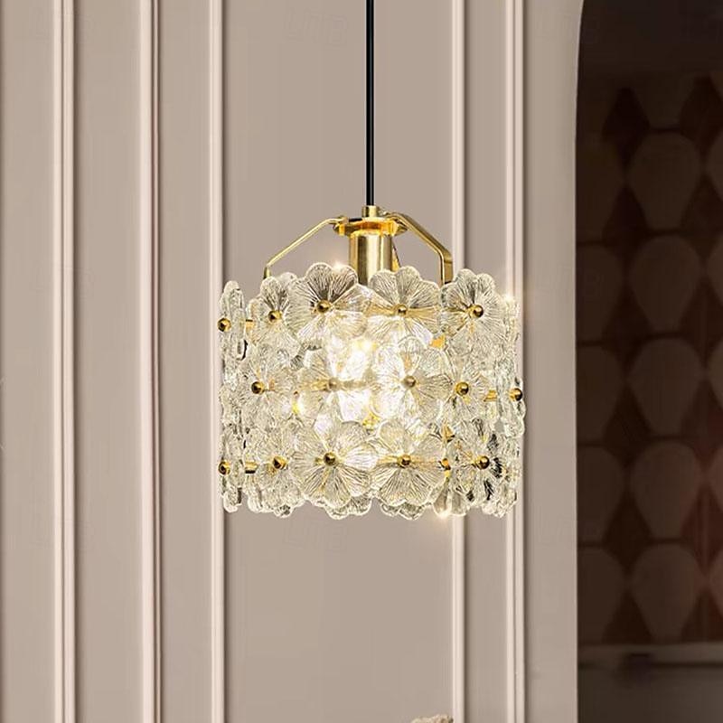 Luz pendente estilo francês flor romântica lâmpada corpo cristal/abajur de vidro luz suspensa 80in luminárias de fio pendente ajustável teto alto para quarto sala de estar luminária pendente de 2026 por $172.99 –P3