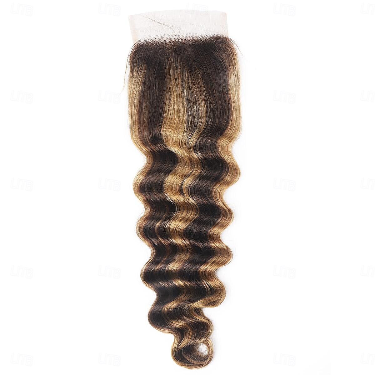 Loose Deep 3&1 Bundles With Closure Highlight P4/27# Human Hair Weaving With 4*4 Closures Pre-colored Brazilian Hair Extension 2025 - $245.19 –P5