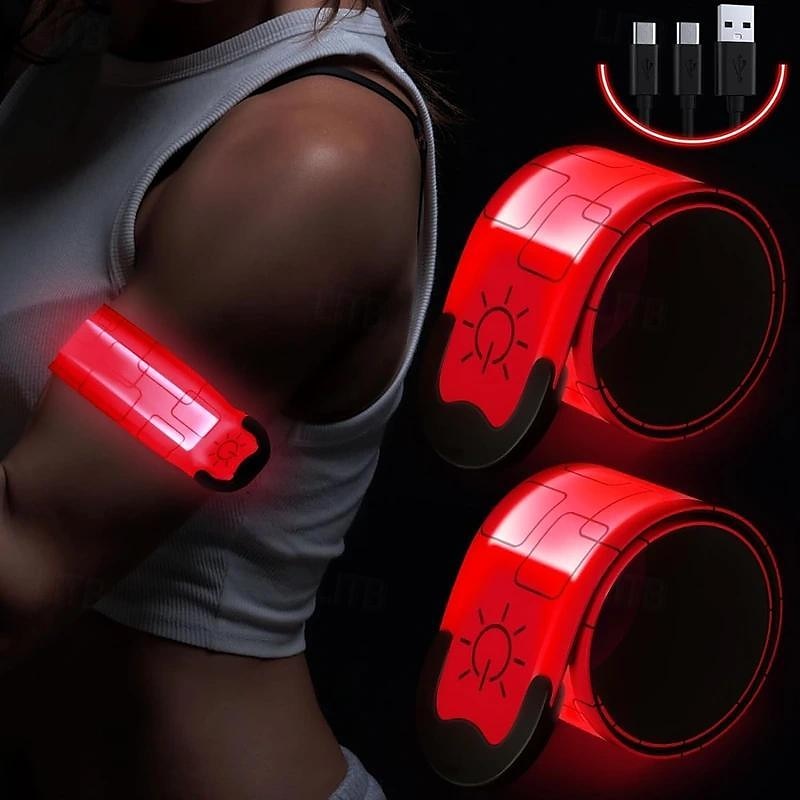 2 יחידות סרט זרוע LED נטען - נראות מחזירות אור להליכת לילה וריצה, רצועות תאורה מתכווננות לגברים ונשים 2025 - $27.99 –P3