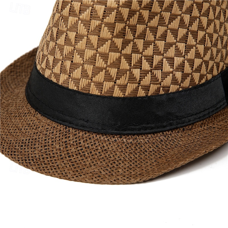 Herre Kentucky Derby Hat Solhatt Bowlerhatt Svart Kakifarget Lakris Mote Fritid Gate Daglig Fargeblokk Geometrisk Solkrem Pustende 2025 - $7.99 –P5