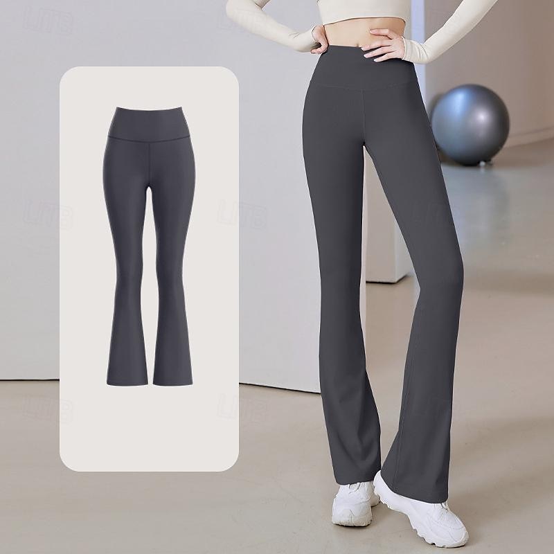 Dam Yogabyxor Utsvängda byxben Elastiskt midjeband Hög midja Yoga Gymträning Pilates Trikåer Mörkgrå Svart Blå sporter Sportkläder Elastisk Smal 2025 - $16.49 –P14