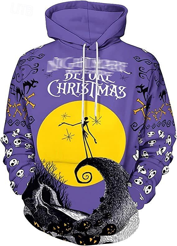Jack Skellington Hattetrøje Tegneserie Manga Animé 3D Lomme foran Graphic Kengurulomme Til Par Herre Dame Voksne Halloween Karneval Maskerade 3D-utskrift Fritid / hverdag 2025 - $23.99 –P3