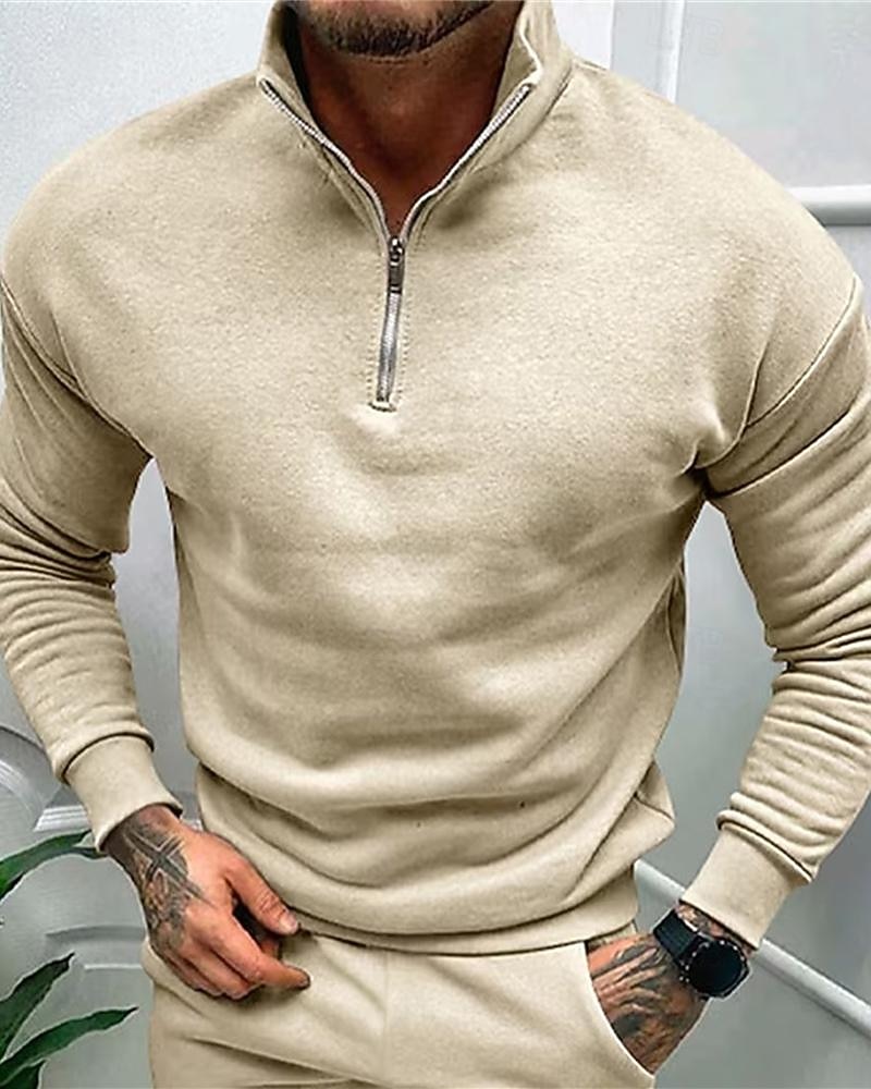Men's Sweatshirt Quarter Zip Sweatshirt Light Grey Half Zip Plain Daily Sports & Outdoor Holiday Polyester Streetwear Basic Casual Spring &  Fall Clothing Apparel Hoodies Sweatshirts  Long Sleeve 2026 - $27.99 –P9