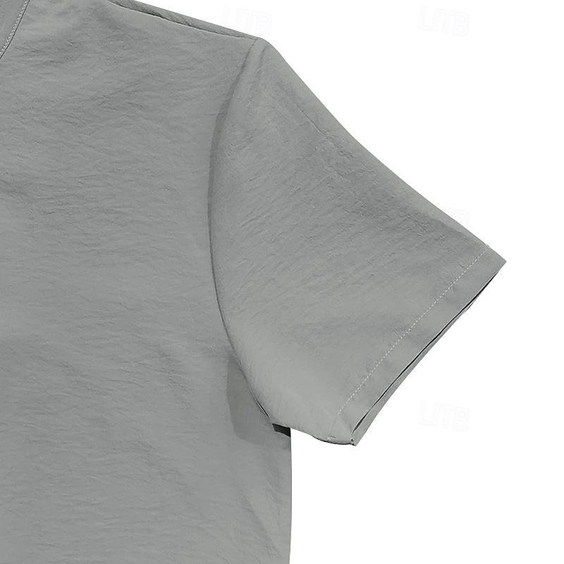 Miesten Paita pellava paita Kiinalainen kauluspaita Mandarin kauluspaita Rento paita Button Up paita Tavallinen Loma Katu Musta Valkoinen Punastuvan vaaleanpunainen Khaki Lyhythihainen isoisän kaulus 2025 - $24.99 –P17
