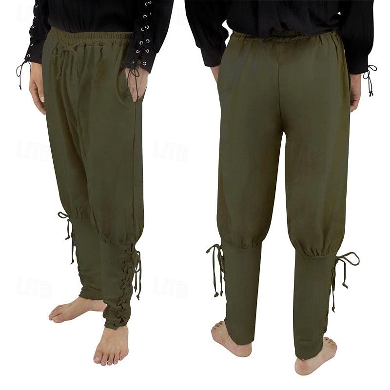 Retro Antiguo Medieval Renacimiento pantalones piratas Feria del Renacimiento caballero celta Ranger Color sólido Hombre Pirata Fantasía Víspera de Todos los Santos Carnaval Mascarada Rendimiento 2025 - $27.99 –P9