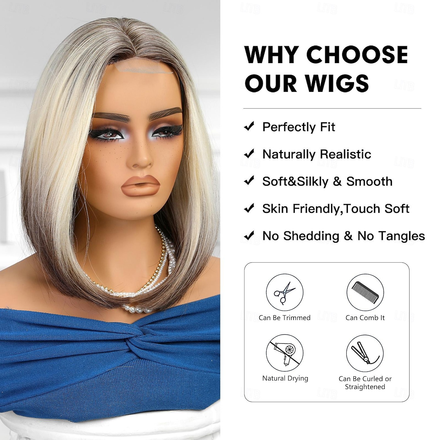 Pruik van synthetisch kant Recht Stijl 14 inch(es) Donker bruin goud blonde ombre Bobkapsel U-deel Pruik Dames Pruik bruin / Wit 2025 - $32.99 –P5