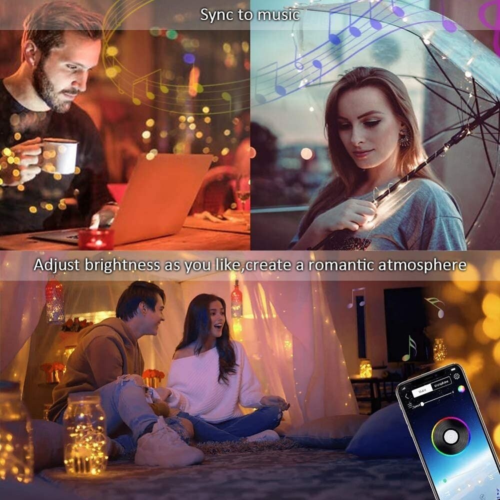 lumini inteligente usb fairy lumini impermeabile multicolore schimbătoare pentru Crăciun, ziua de naștere, petrecere de interior în aer liber decorare, telecomandă aplicație 2025 - $58.99 –P11