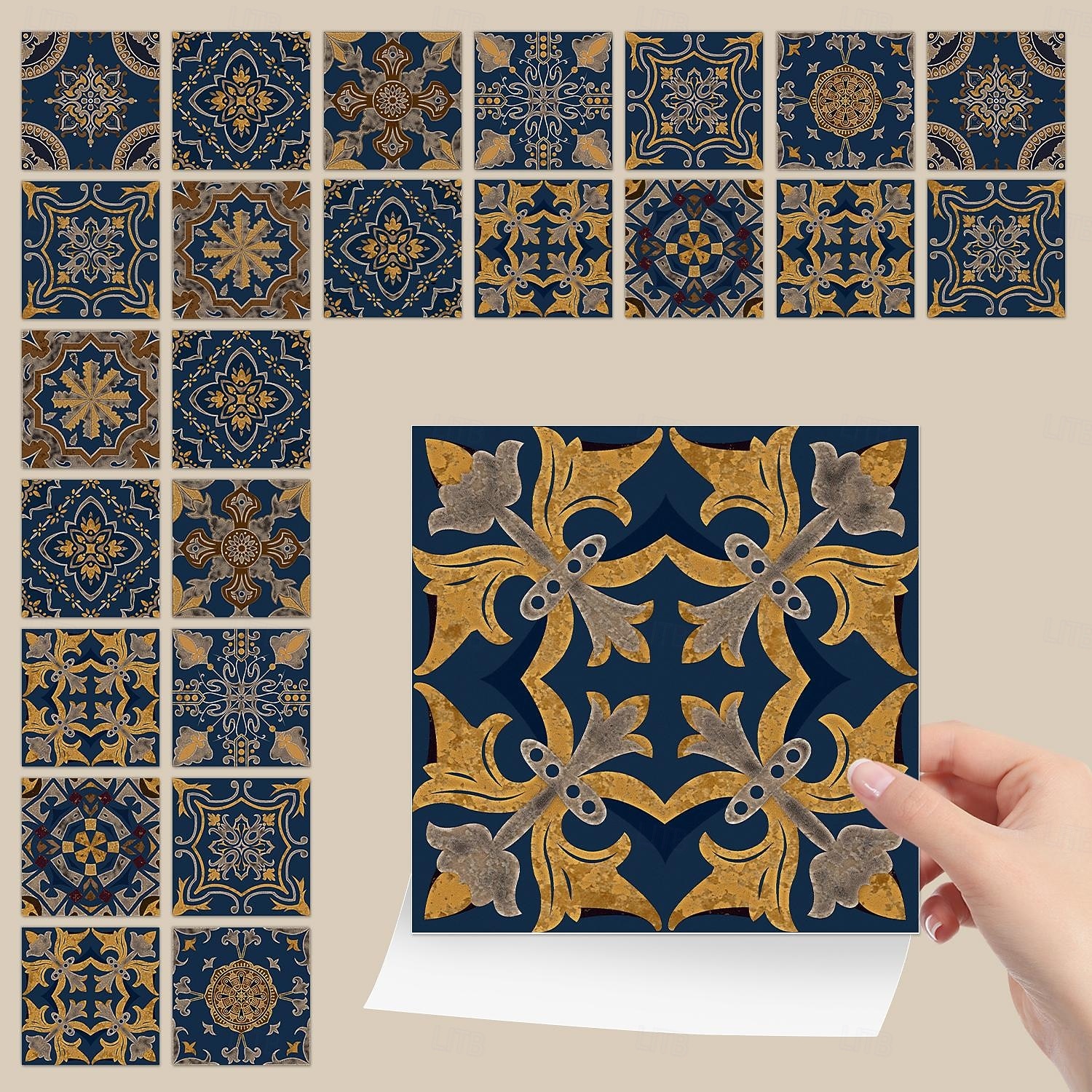 2026年 24枚のモロッコ風タイルステッカー、厚手のクリスタルフィルムPVC壁用デカール、防水 &耐油性、取り外し可能なレトロなタイル壁装飾、バスルーム、キッチン、ヴィンテージホーム  コレクション – $11.99 –P2