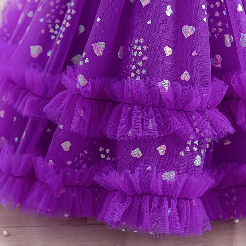Batole Dívčí Šaty na párty Pevná barva Bez rukávů Svatební Párty Princeznovské Polyester Léto Jaro 4-7 let Šampaňská Světlá růžová Fialová 2025 - $40.99 –P9