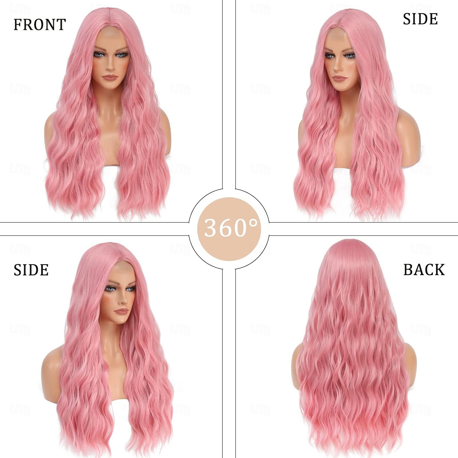Pink Wig - Long Pink Wavy Wigs for Women Middle Part Pastel Pink Wig 26 inch Natural Curly Synthetic Wig Heat Resistant Fiber Wigs for Daily Party Use Halloween Wigs 2026 - $19.99 –P6