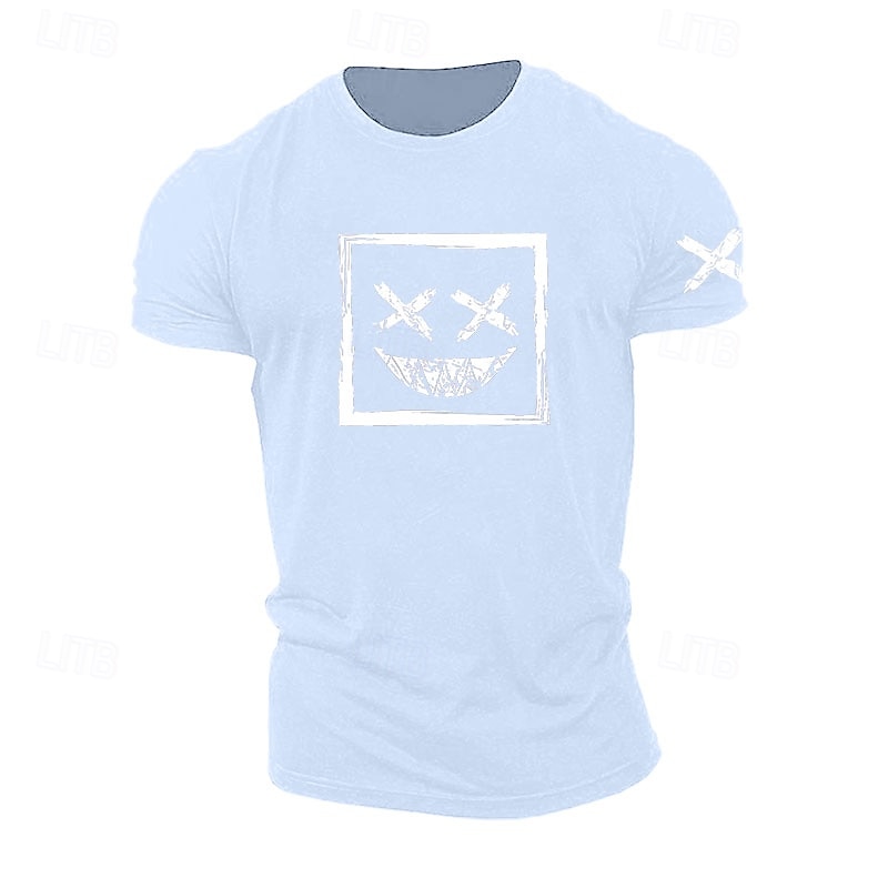 Herr Grafisk Grimas T-shirt Vardaglig stil 100 % bomull Kortärmad Grafisk Skjorta Vin Svart / Grå Svart Bekväm t-shirt Utomhus Gata Modedesignerkläder 2025 - $15.99 –P5