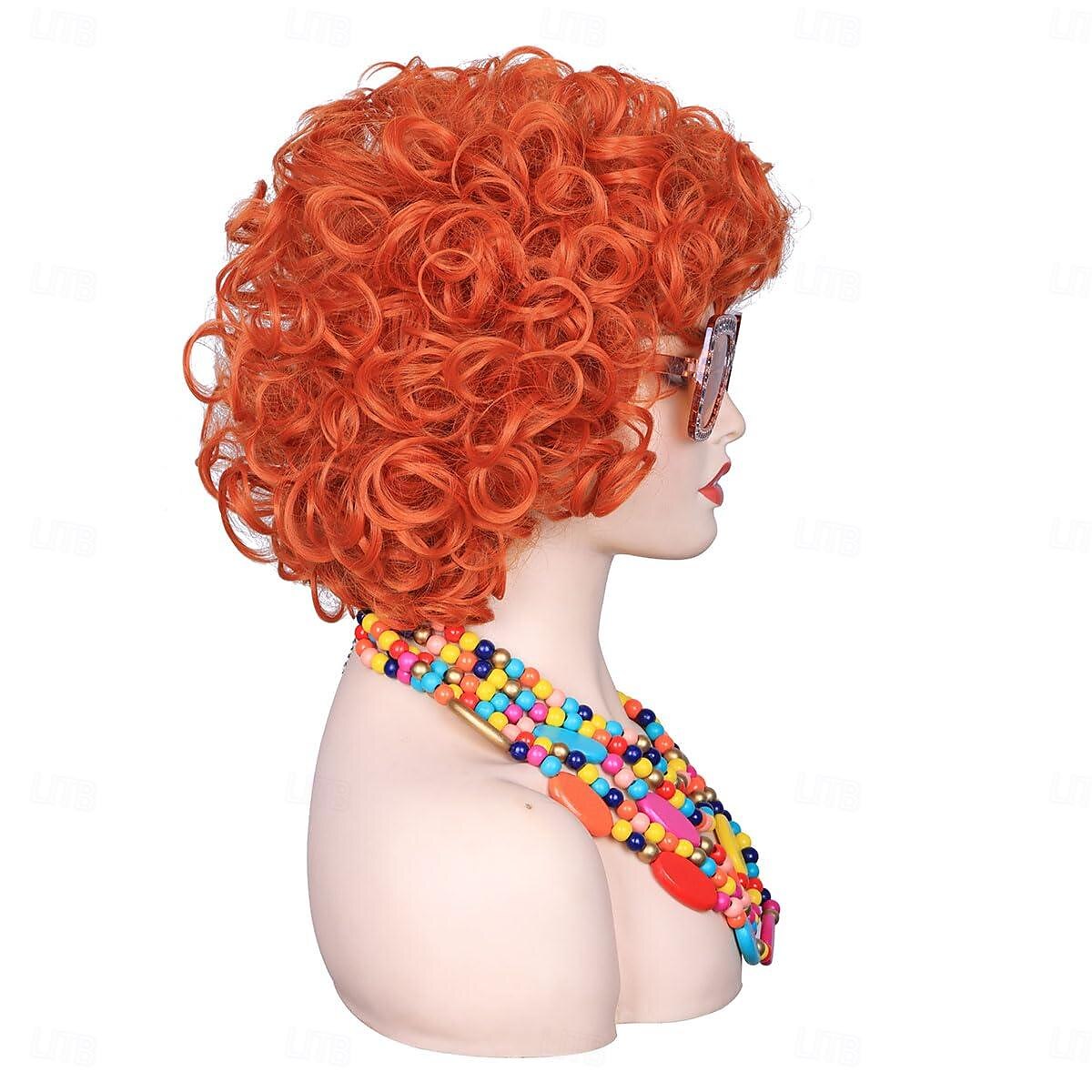 Peluca rizada naranja roja de cosplay con collar y pendientes para mujeres disfraz de carnaval pelucas de Halloween 2025 - $24.99 –P3