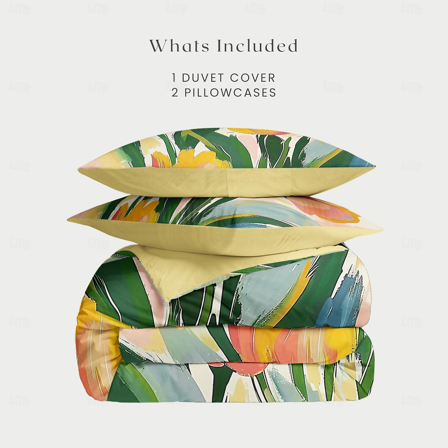 Set copripiumino serie tropicale floreale 100% cotone, set da 3 pezzi per un'estate morbida sulla pelle e di lunga durata del 2025 a $60.99 –P6
