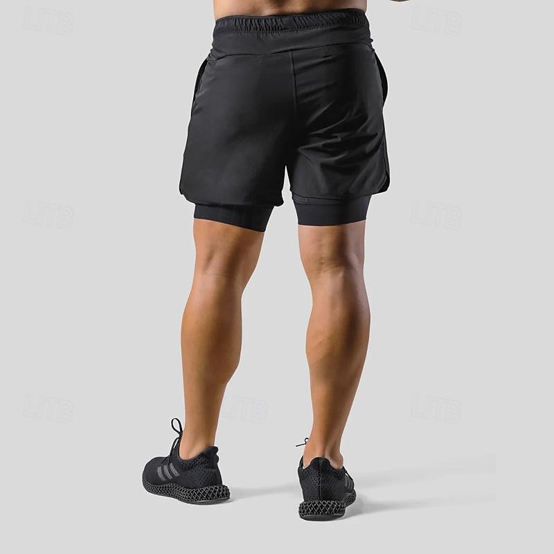 Hombre Pantalones Cortos Running Shorts de gimnasio Pantalones de chándal Correa Bolsillo 2 en 1 con forro de compresión Bermudas Interior Exterior Deporte Verano Secado rápido Ligero Suave Maratón 2026 - $20.99 –P7