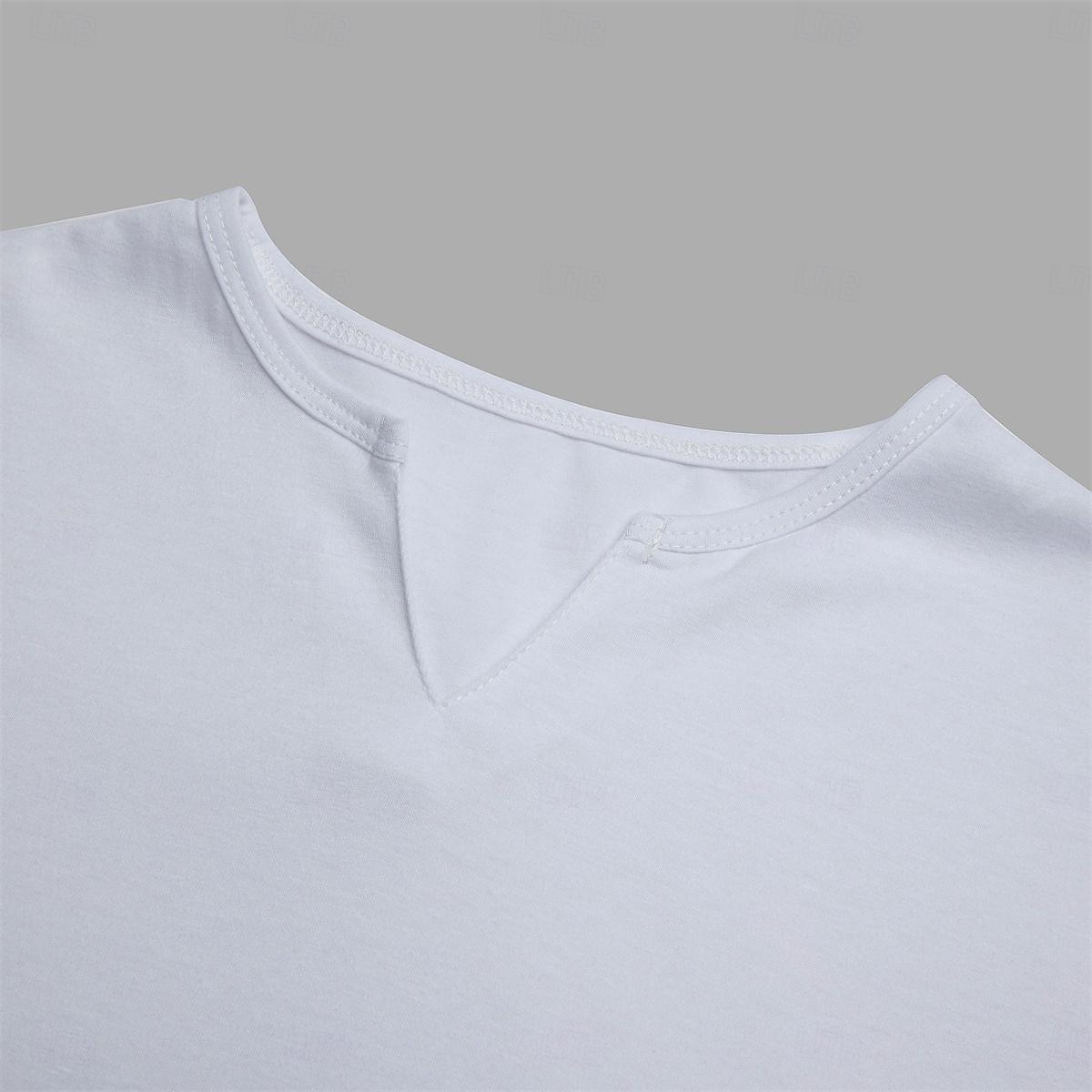 Per uomo Maglietta Manica Corta Scollo a V Estate Semplice Moda Classico Confortevole Streetwear Casuale Sportivo Nero Bianco Rosa Maglietta Top per Uomo del 2025 a $17.99 -P3