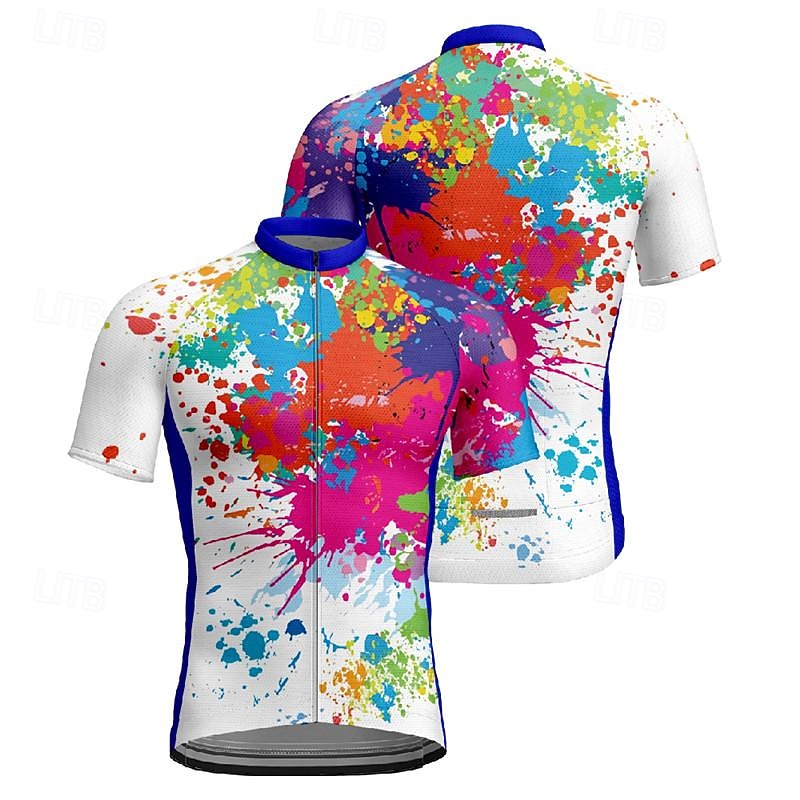 Herren Radtrikot Graffiti Kurzarm Fahhrad T-Shirt Trikot mit 3 Gesäßtaschen Mountainbike MTB Schnelltrocknend Anatomisches Design Feuchtigkeitsableitend Atmungsaktiv Sport Weiß Gelb Blau Bekleidung 2026 - $30.99 –P16