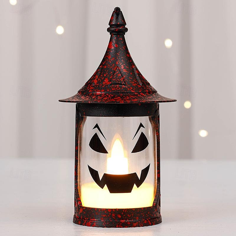 lanterna di zucca di Halloween candela elettronica luce jack o lanterna luce zucca lampada notturna lampada a vento modello smorfia atmosfera festa di Halloween decorazione 1/3/5 pezzi del 2025 a $7.99 –P6