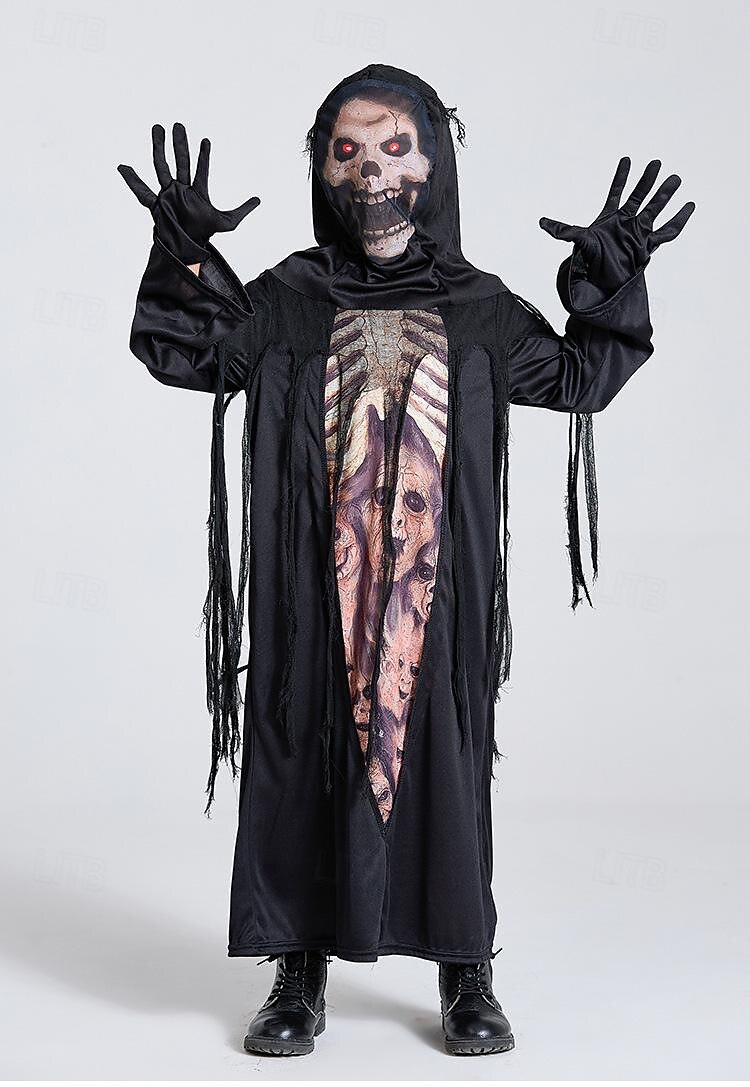 Duch Smrtka předvečer Všech svatých Cosplay kostým Kostým na Večírek Maškarní Úbory Strašidelný kostým Dětské Chlapecké Dívčí Karneval Plesová maškaráda Mardi Gras Výkon Párty předvečer Všech svatých 2025 - $25.99 –P4