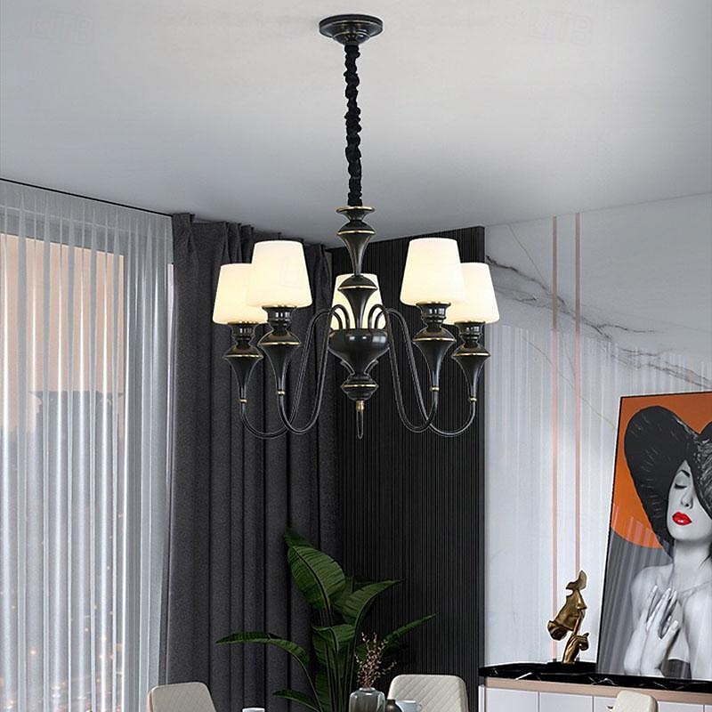 led lysekrone varm hvit 5/6/8-lys 5w retro rustikk stearinlys stil e14/e12 pendel lanterne design metall glass innfelt lysekrone belysning for gang trapp kjøkken 110-240v 2025 - $507.39 –P4