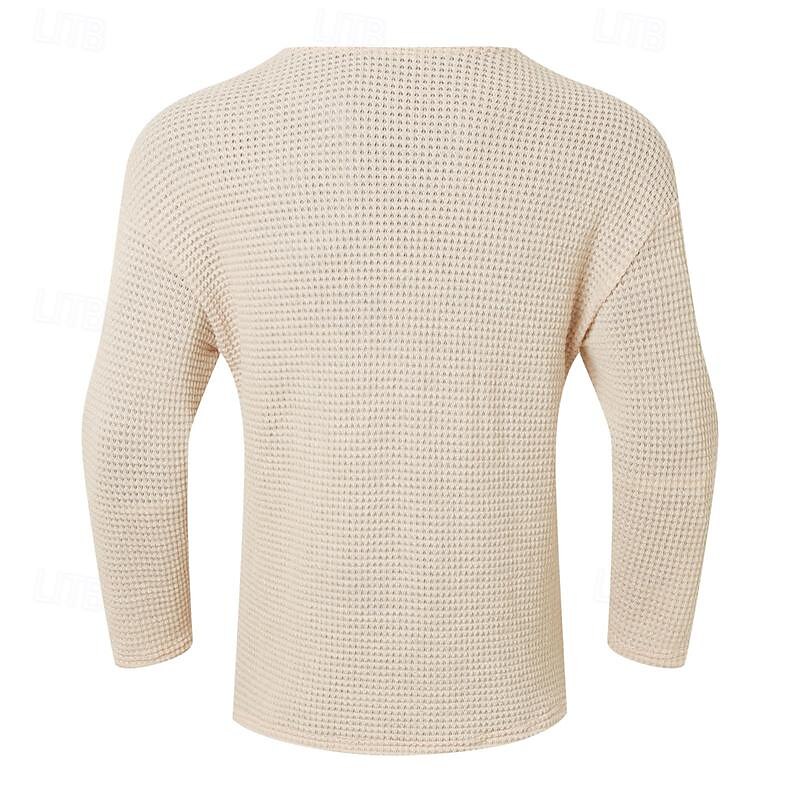 Per uomo Maglietta Maglietta a Maglia Camicia a Maniche Lunghe Manica Lunga Scollo a V Primavera & Autunno Semplice Moda Designer Essenziale Lavoro a maglia Vacanza Streetwear Uscire Nero Blu marino del 2025 a $21.99 –P9