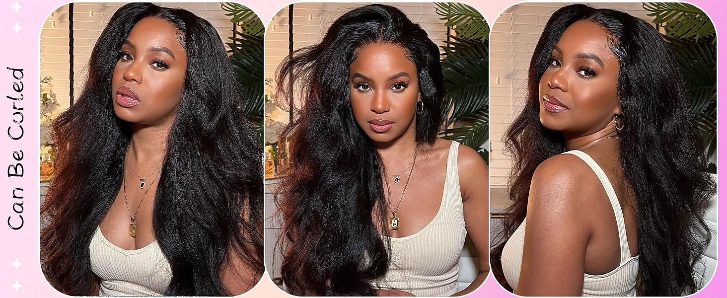 Peluca recta rizada con encaje frontal de 13x6, pelucas de cabello humano con cierre frontal recto yaki transparente hd para mujeres, peluca sin cola de 20 pulgadas con densidad de 180%, prearrancada 2025 - $205.49 –P4