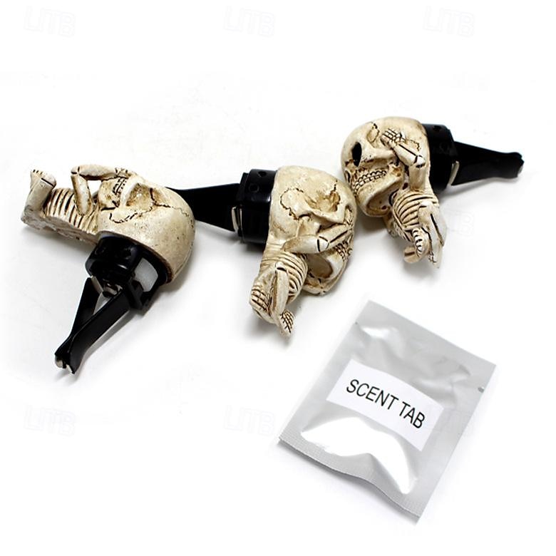 3pcs/set Resin Skull Air Freshener Clip Set - Creative Car Vent Decoration - Home Fragrance Diffuser 2025 - $12.49 –P3