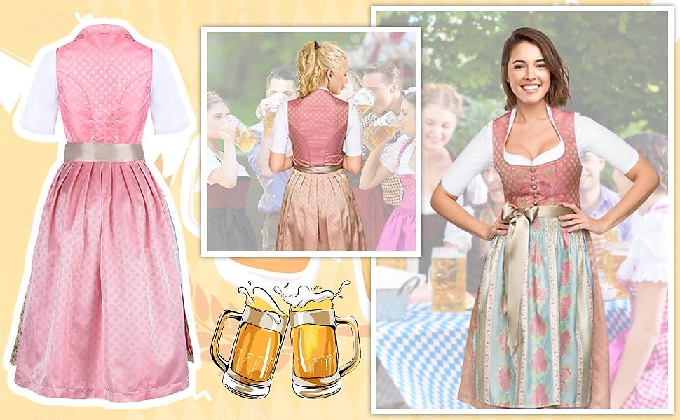Oktoberfest Outfits Schort Dirndl hulp in de huishouding Duits München Weiden Dames Doek in traditionele stijl 2025 - $68.99 –P3