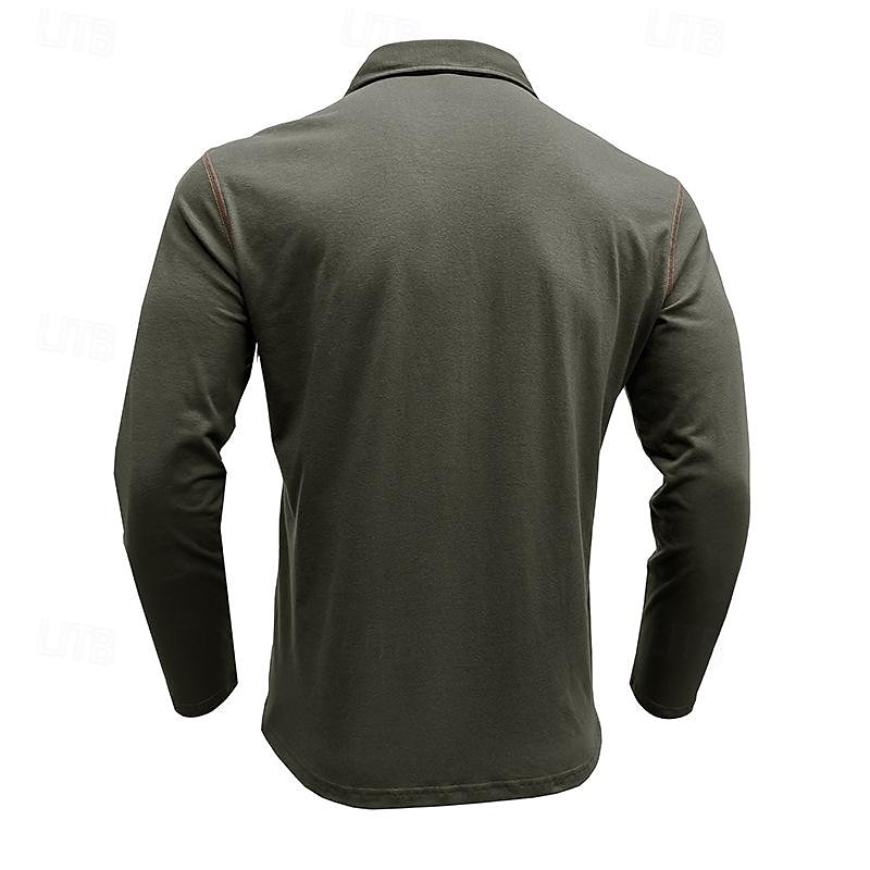 Herren Golfhemd Golfpolo Arbeit Casual Kargen Langarm Basic Modern Farbblock Patchwork Taste Frühling & Herbst Regular Fit Wein Schwarz Armeegrün Königliches Blau Dunkelgrau Braun Golfhemd 2025 - $21.99 –P18