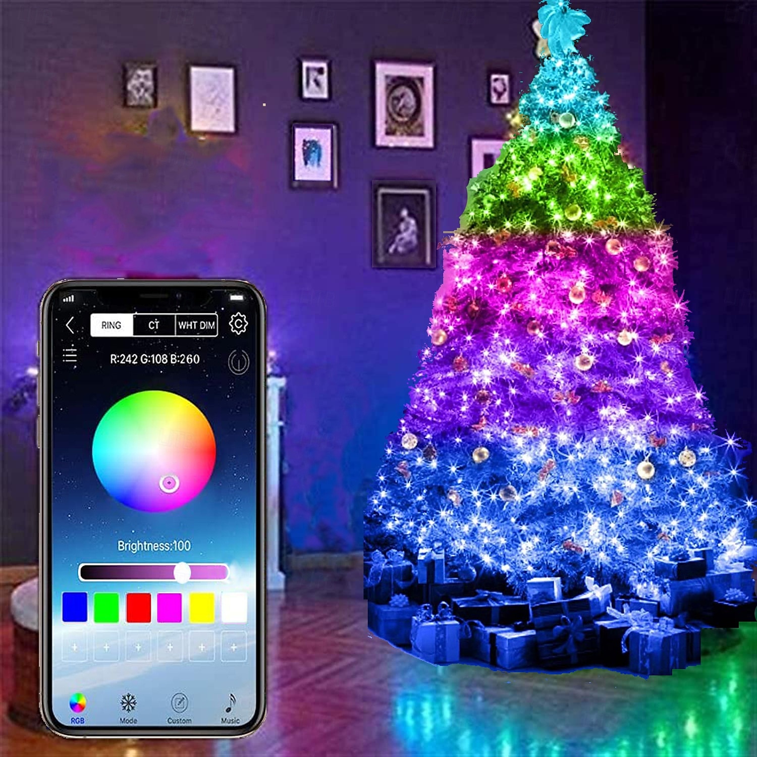 lumini inteligente usb fairy lumini impermeabile multicolore schimbătoare pentru Crăciun, ziua de naștere, petrecere de interior în aer liber decorare, telecomandă aplicație 2025 - $58.99 –P7