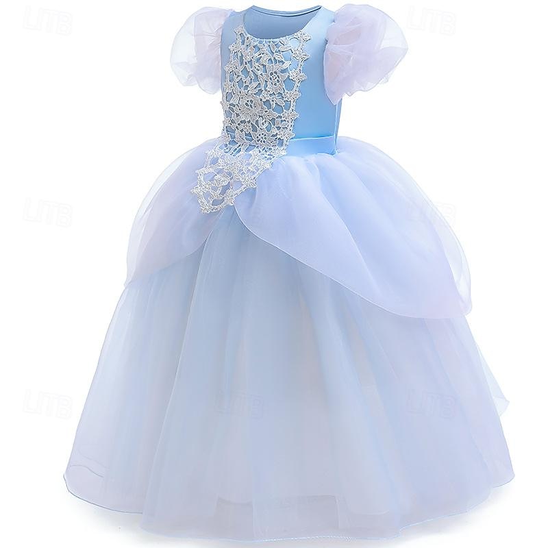 cinderella birthday dress Luxury Sky Blue Girl Dress Pearls Baby Kids Princess Birthday J027 –  DreamyVow