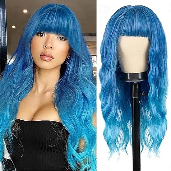 parrucca con frangia lunga naturale ondulata parrucche sintetiche per donne 26 pollici di lunghezza parrucche in fibra resistenti al calore per uso in festa cosplay parrucche di carnevale del 2025 a $19.49 –P2