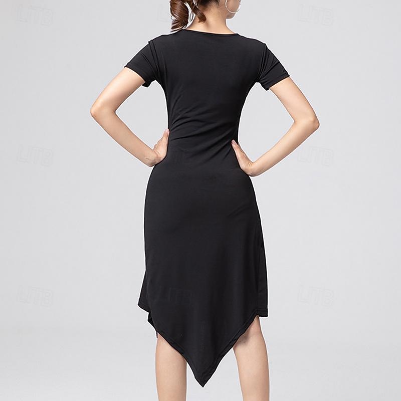 Balli latino-americani Abito Traforato Colore Puro A fantasia Per donna Prestazioni Addestramento Manica corta Alto Poliestere del 2026 a $58.99 –P1