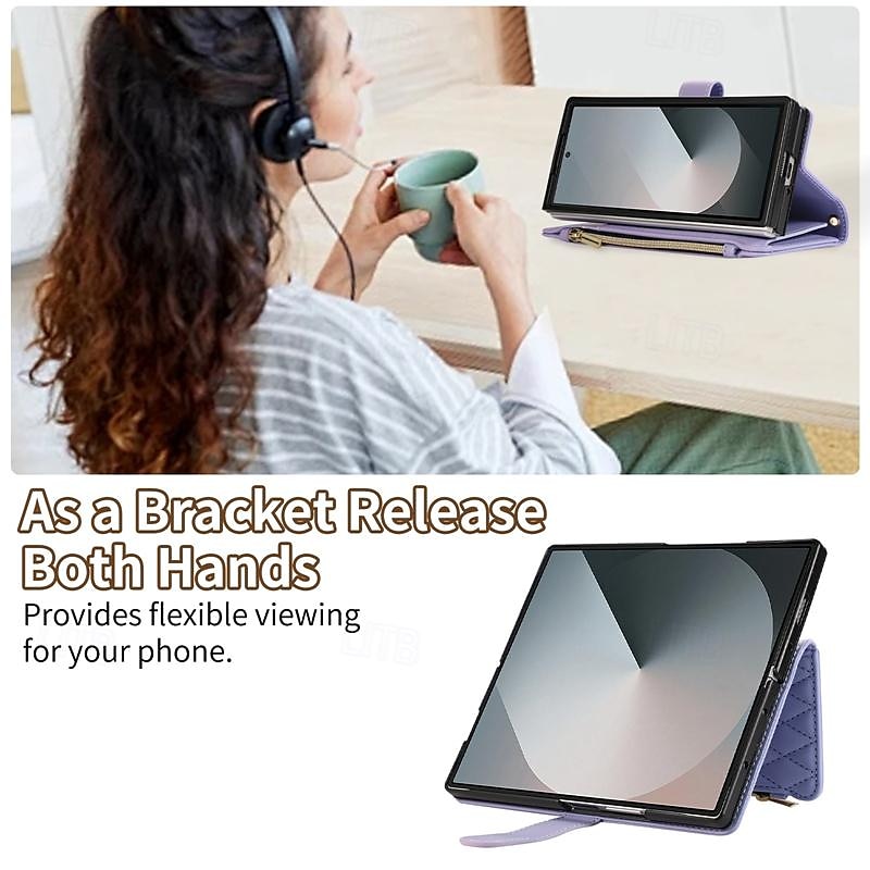 телефон Кейс для Назначение SSamsung Galaxy Z-сгиб 6 Z Fold 5 Z Fold 4 Z Fold 3 Кошелек для карт со стендом Магнитный Молния Ретро ТПУ Кожа PU 2025 - $18.99 –P5