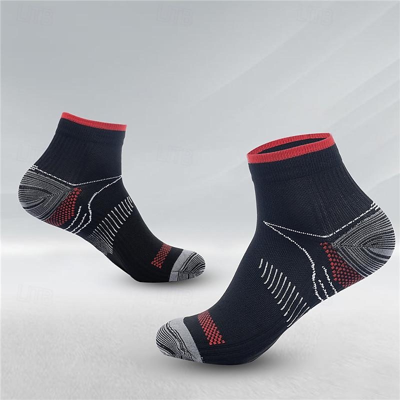 Compression Socks Athletic Sports Socks Running Socks 1 Pair Color Block Men's Socks Anti-Slip Breathable Sweat wicking Comfortable Gym Workout Basketball Running Jogging Cycling Sports Color Block 2025 - $8.49 –P2