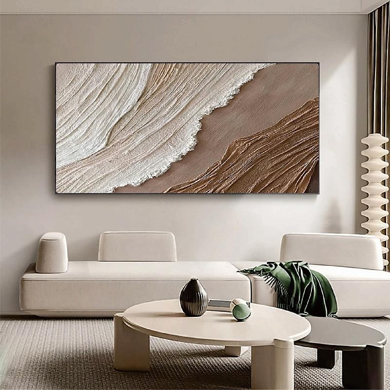 beige brun 3d målning handgjord brun wabi sabi konstverk oljemålning handmålad texturerad oljemålning beige oljemålning brun abstrakt canvas konst modern horisontell dekor konst 2025 - $83.99 –P6