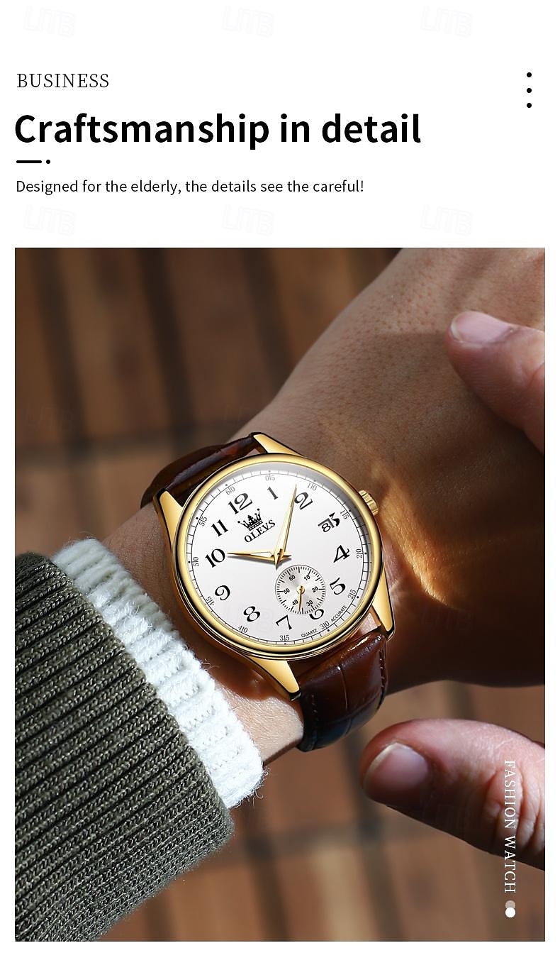 OLEVS Мужчины Кварцевые Минималистский Мода Наручные часы Светящийся Календарь ЗАЩИТА ОТ ВЛАГИ Украшение Кожа Часы 2026 - $28.99 –P9