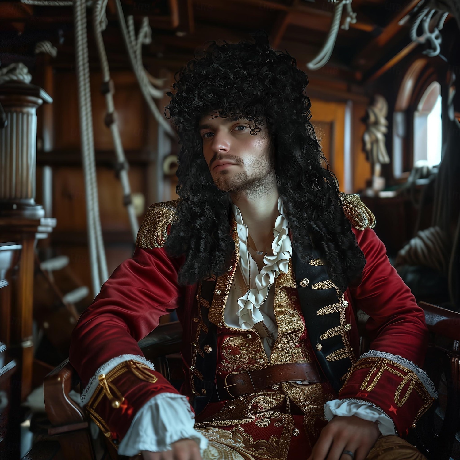 piratparykk lang svart bølget krøllete kaptein halloween punk rock voksen cosplay 2025 - $17.99 –P2