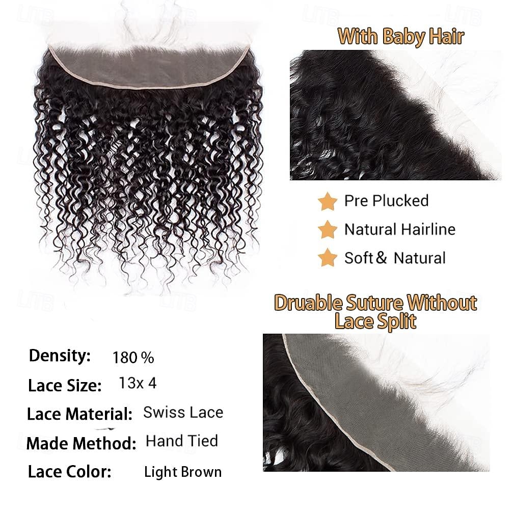 Yavida Brasilianisches Haar Gratis Teil / 13x4 Spitzenfront / Spitzenfront Lockig Freier Teil Mittelscheitel / Tiefer Scheitel Schweizer Spitze Remy Echthaar Damen mit Babyhaaren / Natürlich 2026 - $111.99 –P4