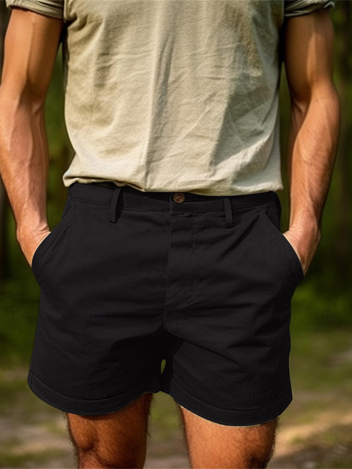 Férfi Rövidnadrágok Chino Shorts Bermuda nadrág Munkanadrág Gombok Zseb Sima Mokaszinok Rövid Szabadtéri Napi Alkalmi Utcai sikk Stílusos Fekete Sötétkék 2025 - $23.99 –P4