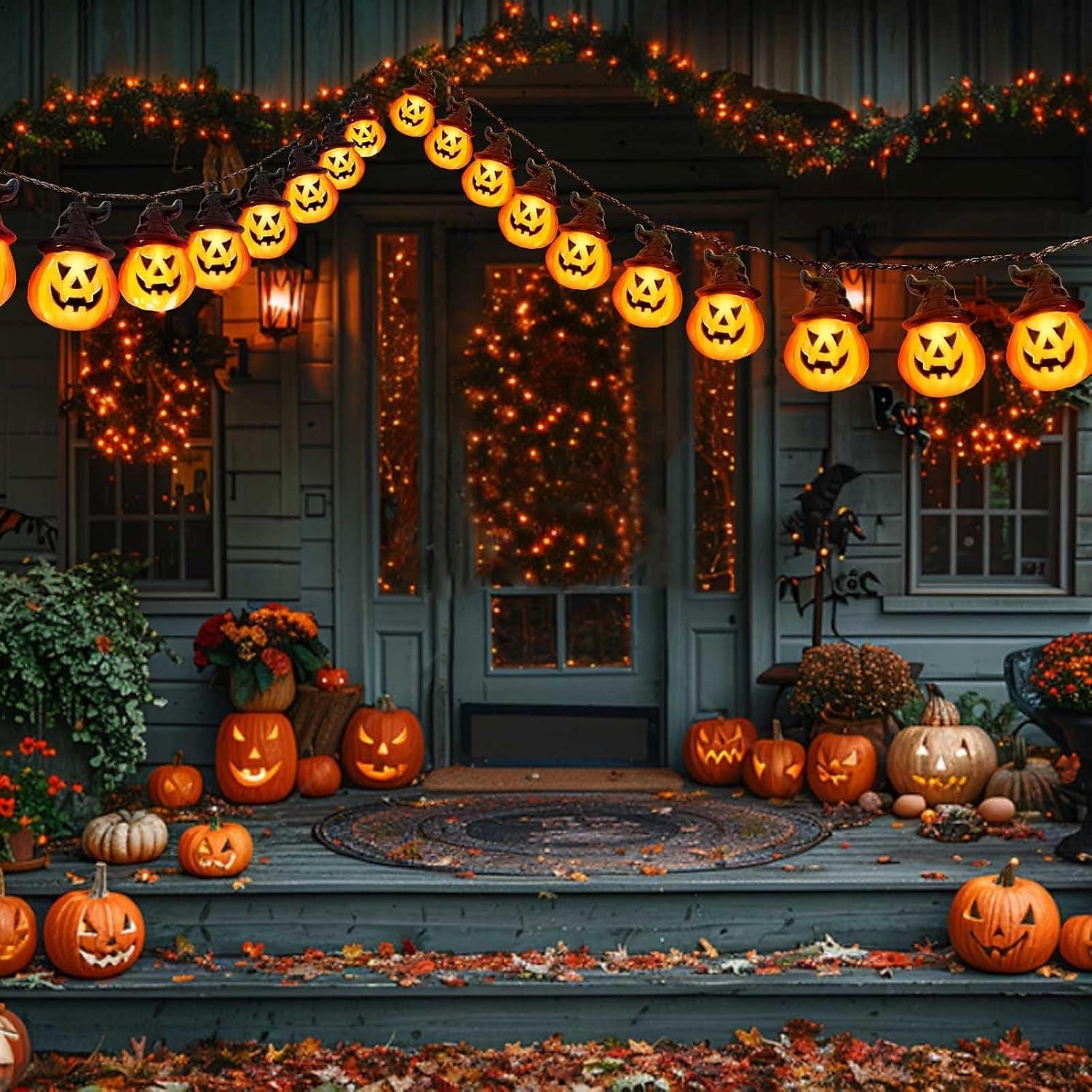 solenergi halloween gresskar string lys lyser opp gresskar jack o lanterne 5m 20leds 7m 30leds 8 moduser husholdning vanntett for halloween hage hage hage plen balkong dekorasjon 2025 - $32.99 –P6