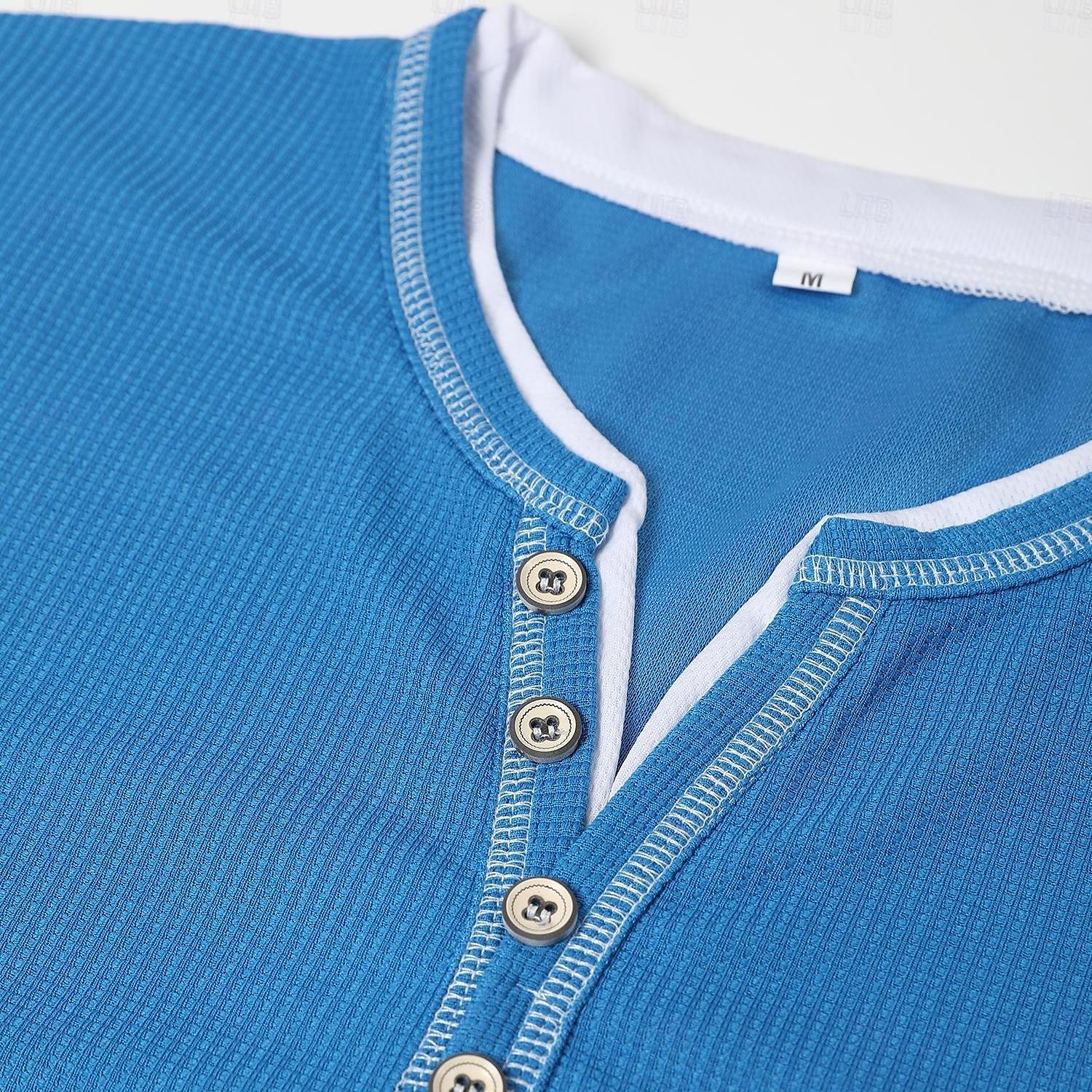 Herr T-shirt Waffle Henley Shirt Henleytröja T-tröja Långärmad tröja Färgblock Henley Gata Semester Långärmad Lappverk Kläder Mode Designer Grundläggande 2025 - $20.99 –P6