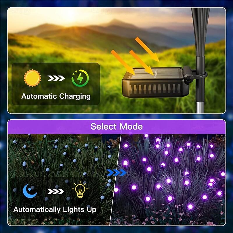 Zonne Wind-Swing Paarse Vuurvlieg Pad Lichten - Kleurveranderende LED Waterdicht Auto-On Perfect voor Tuin  Landschapsdecoratie 1/2 stuks voor Halloween 2026 - $16.49 –P9