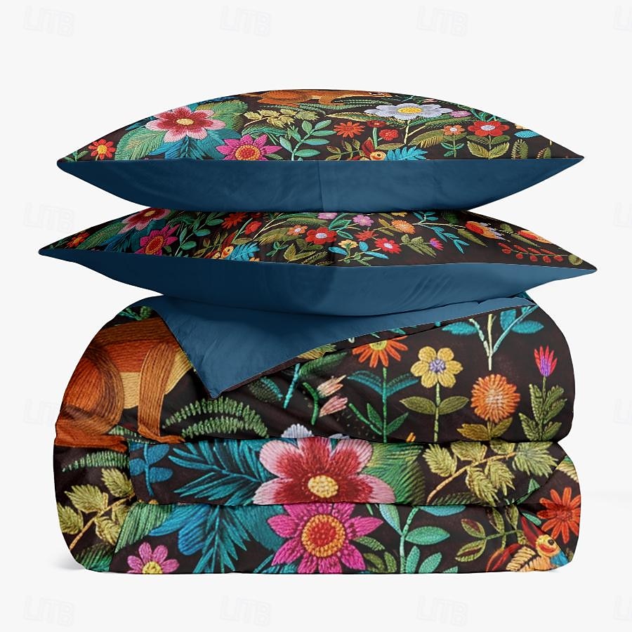 set copripiumino con animali della foresta - include copripiumino e federe - design ispirato alla natura con creature del bosco - tessuto morbido e confortevole - perfetto per l'arredamento accogliente della camera da letto del 2025 a $60.99 –P1